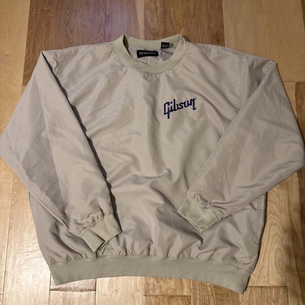 Gibson Guitars Embroidered Pullover Windbreaker Golf Jacket Khaki Men's XL